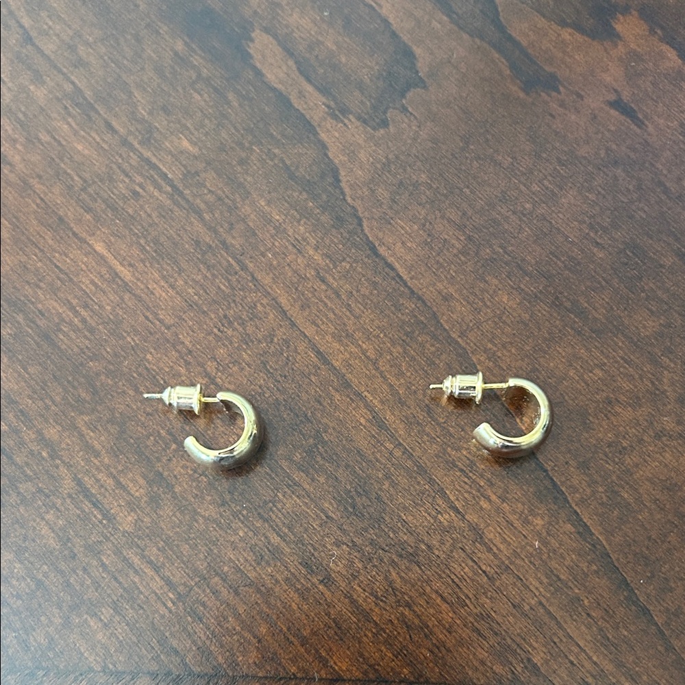 Anthropologie Polished Gold Chunky Mini Hoop Earrings